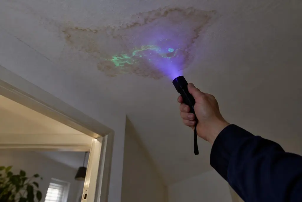 Lekdetectie Beverwijk – kleurstof controleren op het plafond met uv-licht