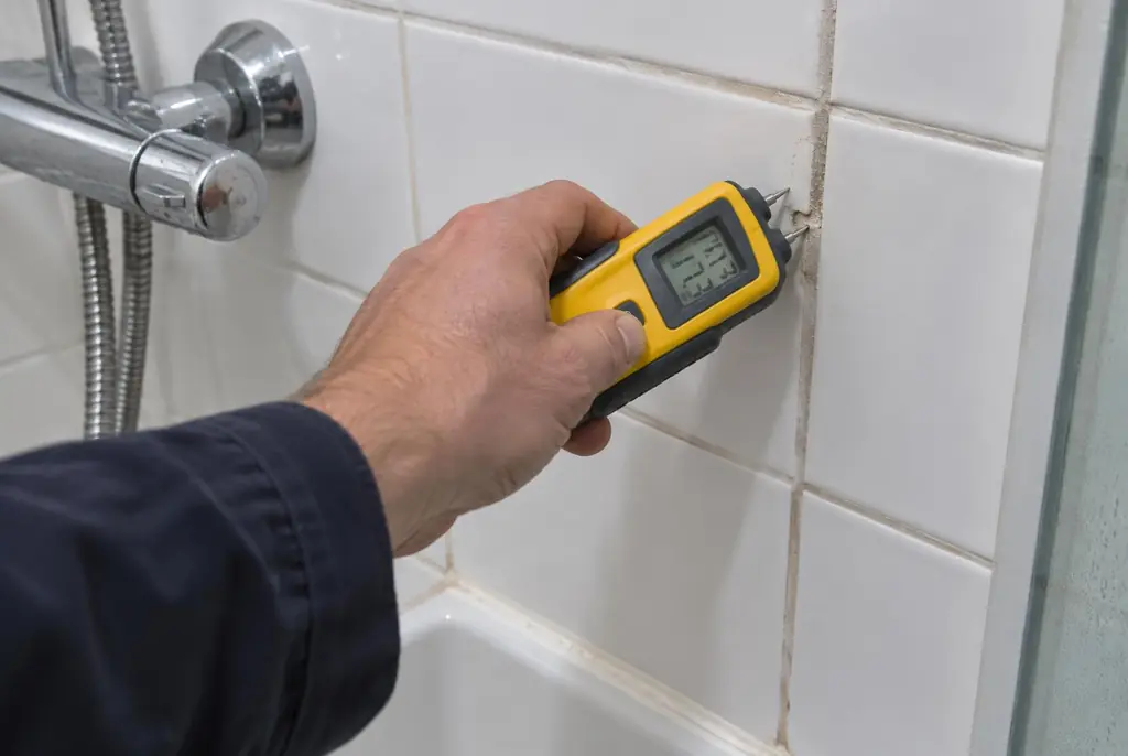 Lekdetectie Beverwijk – vochtmeter op badkamertegels bij de douche